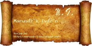 Marusák Iván névjegykártya